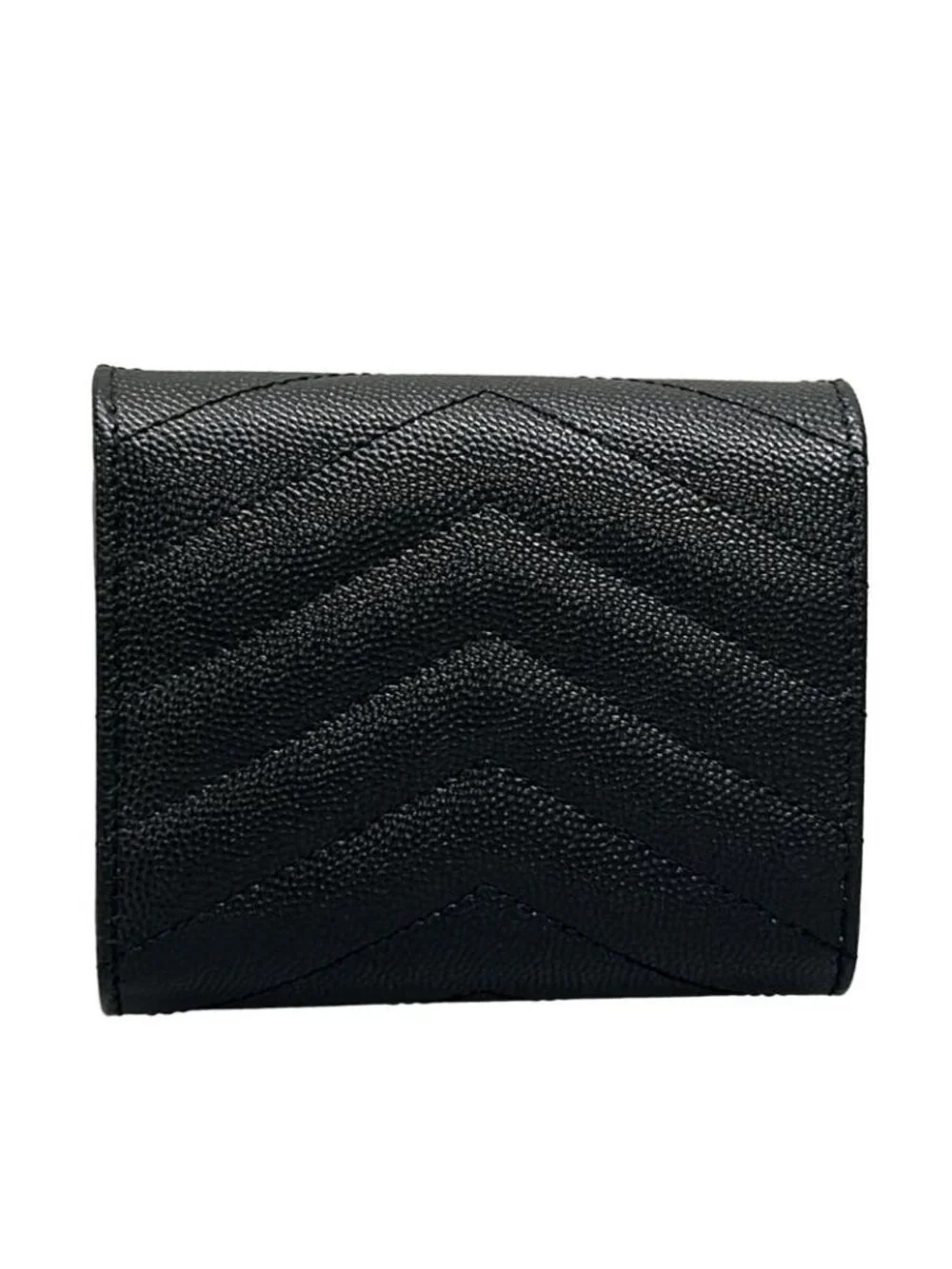 Saint Laurent Paris Trifold Wallet Cassandra Multi Fold Black Ysllogo Leather - Picture 2 of 12